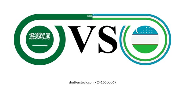 concept between saudi arabia vs uzbekistan. vector illustration isolated on white background