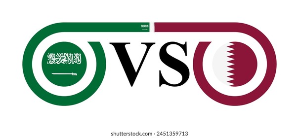 concepto entre arabia saudita vs qatar. Ilustración vectorial aislada sobre fondo blanco