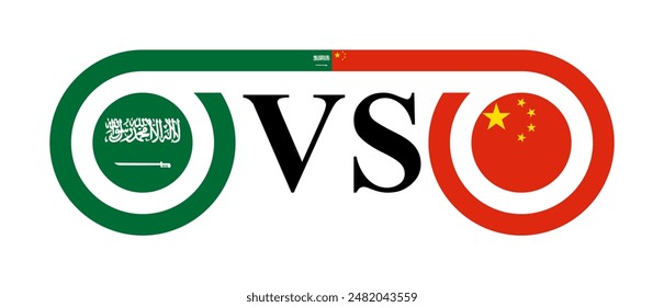 concept between saudi arabia vs china. vector illustration isolated on white background