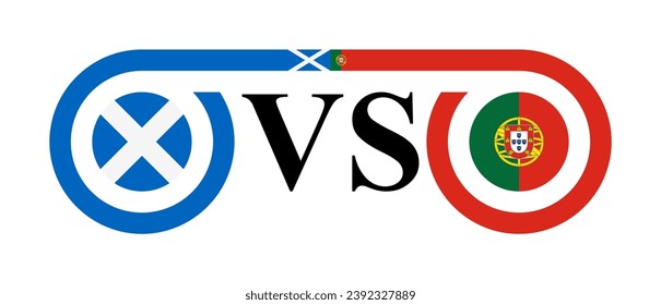 concept between scotland vs portugal. vector illustration isolated on white background
