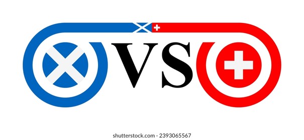 concept between scotland vs switzerland. vector illustration isolated on white background