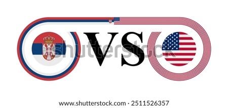 concept between serbia vs united states. vector illustration isolated on white background