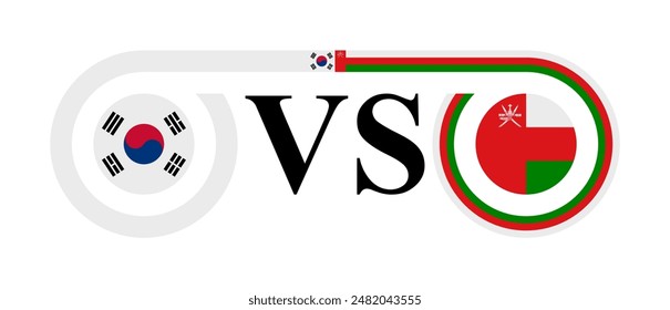 concept between south korea vs oman. vector illustration isolated on white background