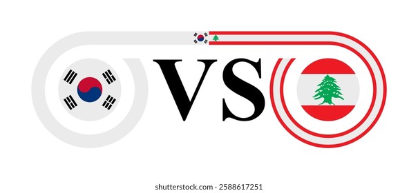 concept between south korea vs lebanon. vector illustration isolated on white background