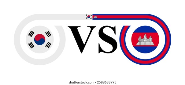 concept between south korea vs cambodia. vector illustration isolated on white background