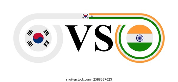concept between south korea vs india. vector illustration isolated on white background