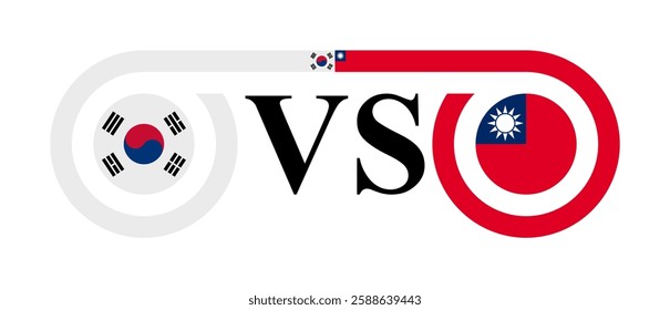 concept between south korea vs taiwan. vector illustration isolated on white background
