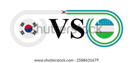 concept between south korea vs uzbekistan. vector illustration isolated on white background