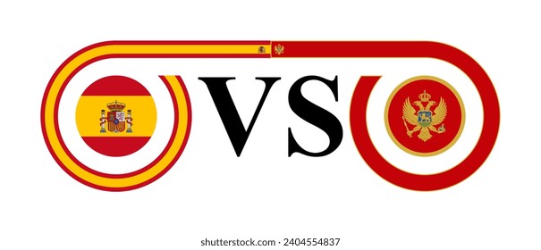 concept between spain vs montenegro. vector illustration isolated on white background
