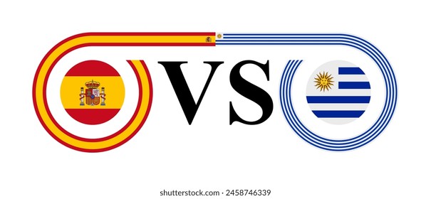 concept between spain vs uruguay. vector illustration isolated on white background