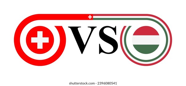 concept between switzerland vs hungary. vector illustration isolated on white background	