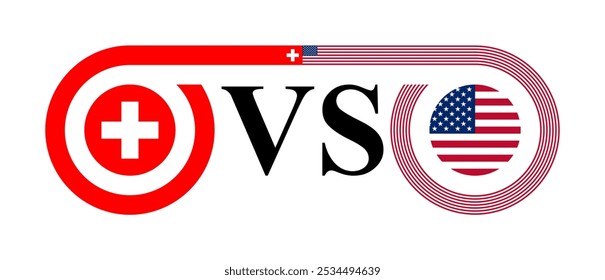 concept between switzerland vs united states. vector illustration isolated on white background