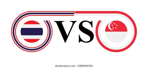 concept between thailand vs singapore. vector illustration isolated on white background