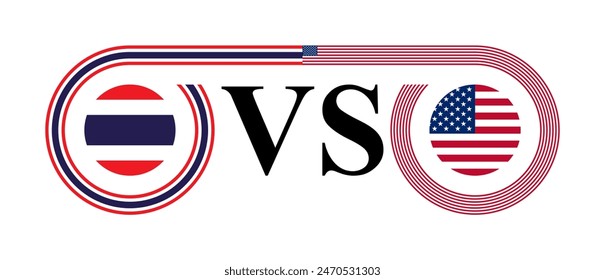 concepto entre tailandia vs estados unidos. Ilustración vectorial aislada sobre fondo blanco