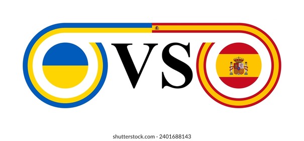 Konzept zwischen ukraine und spain. Vektorgrafik einzeln auf weißem Hintergrund
