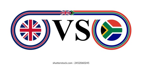 Konzept zwischen Großbritannien und Südafrika. Vektorillustration isoliert auf weißem Hintergrund