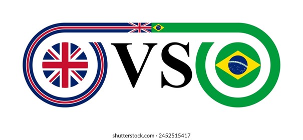 concept between united kingdom vs brazil. vector illustration isolated on white background