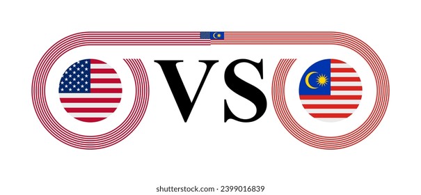 Konzept zwischen vereinten Staaten und Malaysia. Vektorgrafik einzeln auf weißem Hintergrund