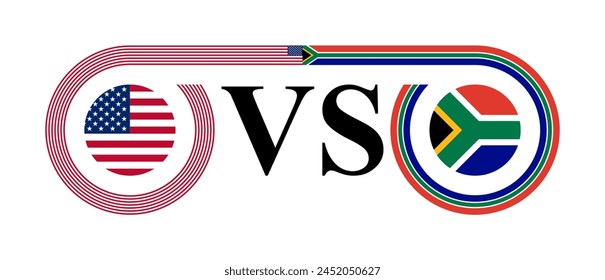 concepto entre estados unidos vs sudáfrica. Ilustración vectorial aislada sobre fondo blanco