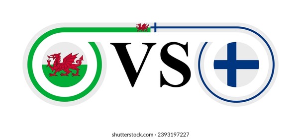 concept between wales vs finland. vector illustration isolated on white background