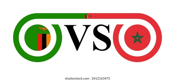 Konzept zwischen zambia und morocco. Vektorgrafik einzeln auf weißem Hintergrund