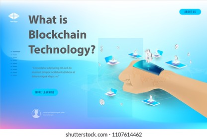 Concept of big data processing, energy station of future, data center, Cryptocurrency and blockchain isometric composition Smart object and smart technology design. for working on blockchain start up.