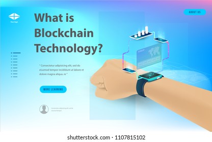 Concept of big data processing, energy station of future, data center, Cryptocurrency and blockchain isometric composition Smart object and smart technology design. for working on blockchain start up.