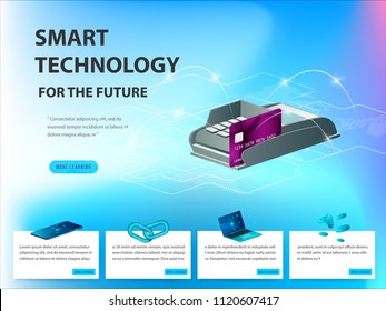 Concept of big data processing, energy station of future, data center, Cryptocurrency and blockchain isometric composition Smart object and smart technology design. for working on blockchain start up.