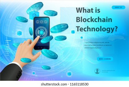 Concept of big data processing, energy station of future, data center, Cryptocurrency and blockchain isometric composition Smart object and smart technology design. for working on blockchain start up.