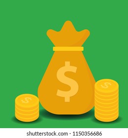 Concept of big money. Big pile of cash. Hundreds of dollars. Vector isometric illustration.