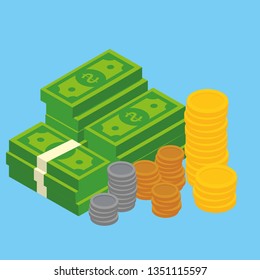 Concept of big money. Big pile of cash.
