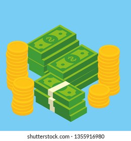 Concept of big money. Big pile of cash.