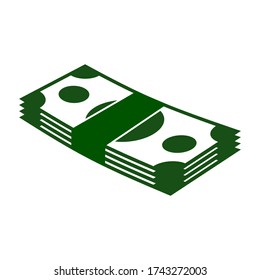 Concept of big money. Big pile of cash. Hundreds of dollars. Vector isometric illustration.