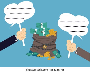 Concept of big money. Big pile of cash. Hundreds of dollars. Vector isometric illustration.