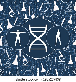 Concept of biochemistry with human abstract dna symbol