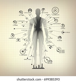 concept of biometric technology, digital body Scanning, human body combined with data