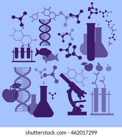 Concept for Biotechnology, genetic engineering and nanotechnology. Vector illustration