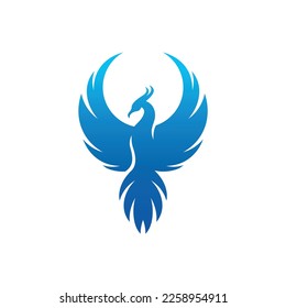 Concept bird vector of Phoenix Blue logo templates designs animal eagle mythology symbol. 