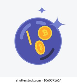Concept of bitcoin bubble balloon with bitcoin symbol as vector illustration flat style
