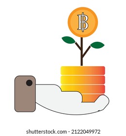 The Concept of bitcoin investment growth - Financial Illustration , vector , icon