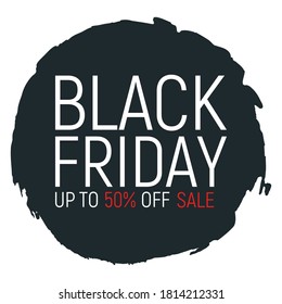 Pancarta y volante de evento de viernes negro, gran venta de la ilustración vectorial de texto de la fuente de aclaramiento. Publicidad de diseño 50% etiqueta de promoción de cierre, día de compras de temporada.