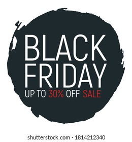 Concept black friday event banner and flyer, big sale clearance font text vector illustration. Design advertisement 30% closeout promotion label, season shopping day.