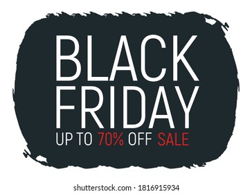 Concept black friday event banner and flyer, big sale clearance font text vector illustration. Design advertisement 70% closeout promotion label, season shopping day.