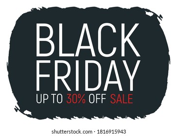 Concept black friday event banner and flyer, big sale clearance font text vector illustration. Design advertisement 30% closeout promotion label, season shopping day.