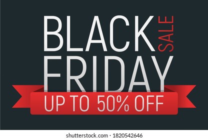 Pancarta y volante de evento de viernes negro, gran venta de la ilustración vectorial de texto de la fuente de aclaramiento. Publicidad de diseño 50% etiqueta de promoción de cierre, día de compras de temporada.