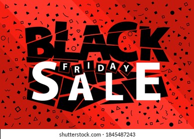 Concept of Black Friday Sale. Banner For Social Media on red background. Vector illustration.