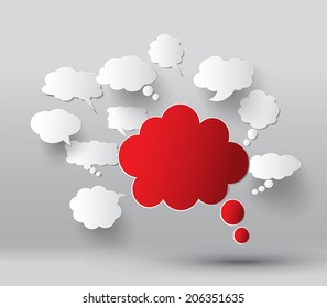 concept of blank  speech bubbles. info graphic elements. paper art style.