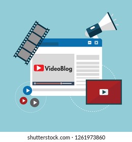 Concept Blog content, Blogging, post, content strategy, social media, chatting, for web page, social media, documents, cards, posters. Vector illustration Seo infographic, Management Business