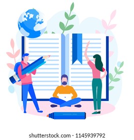 Concept Blogging, education, creative writing, content management for web page, banner, presentation, social media, documents, cards, posters. Vector illustration news, copywriting, seminars, tutorial