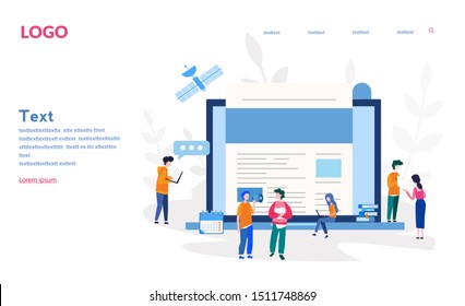 Concept Blogging, education, creative writing, content management for web page, banner, presentation, social media, documents, cards, posters. Vector illustration news, copywriting, seminars, tutorial